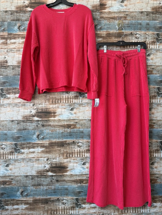Zenana Outfitters Pants - Zenana Outfitters Red Ribbed Pant Set